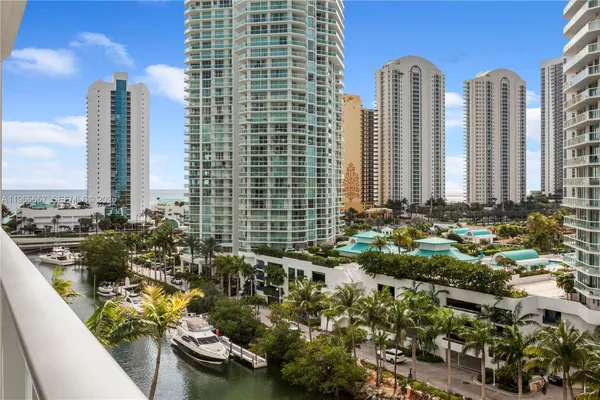 a view of a city with tall buildings