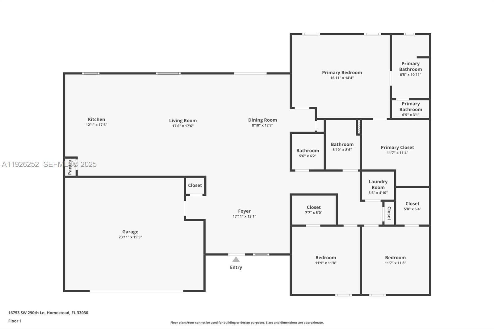 16753 Southwest 290th Street Homestead, FL 33030 - Photo 29 of 29 a picture of a floor plan