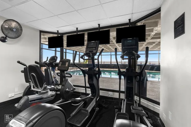 a view of a room with gym equipment
