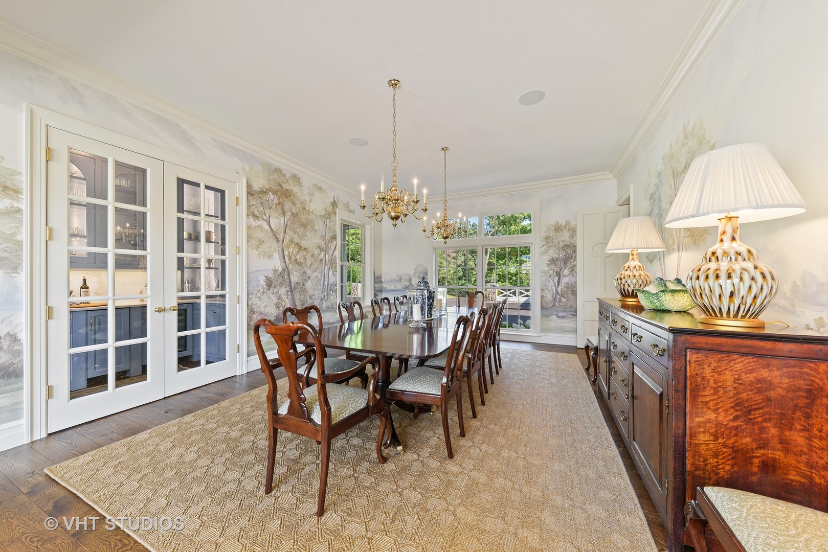 48 Brinker Road Barrington Hills, IL 60010 - Photo 13 of 108 a dining room with furniture a chandelier and wooden floor