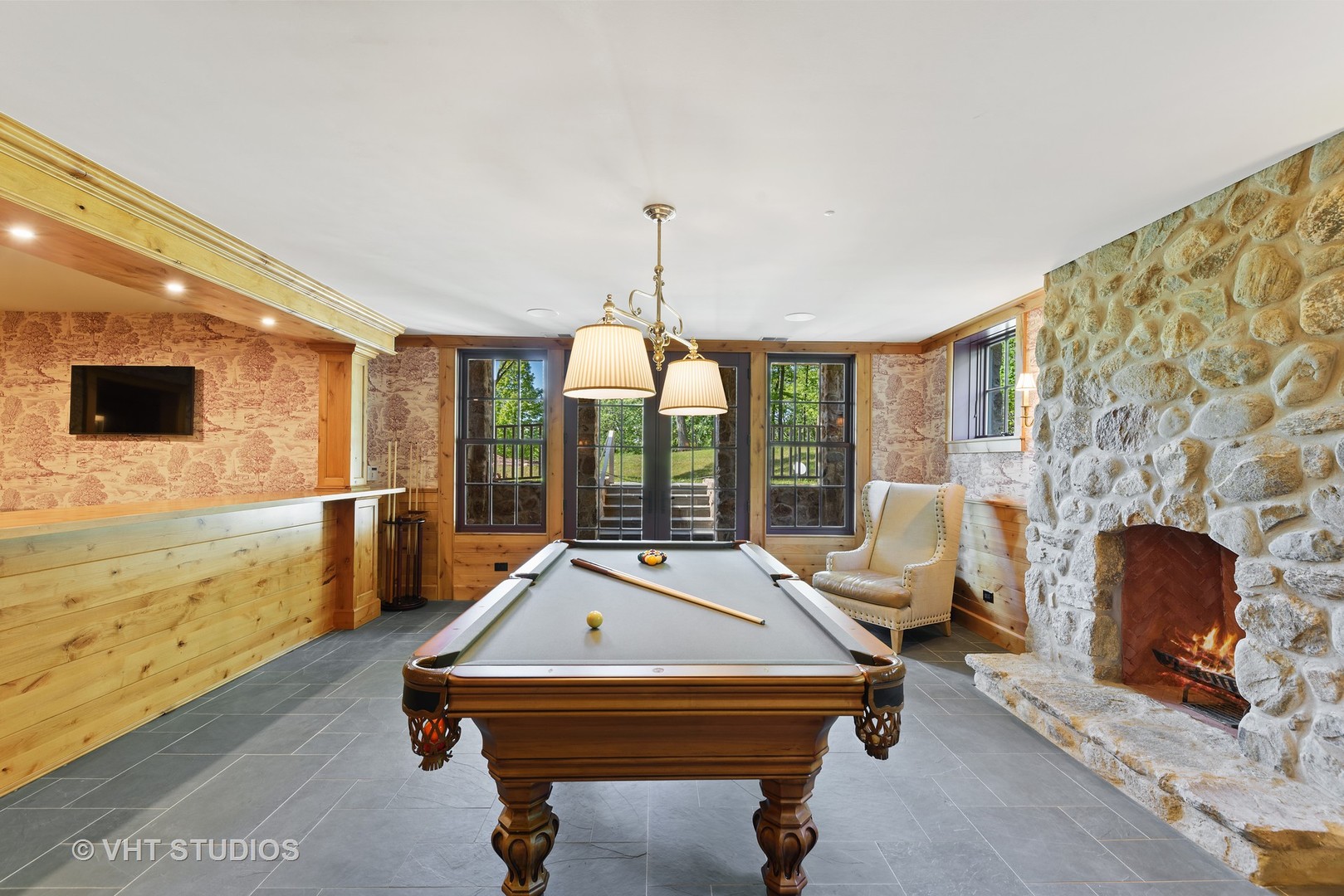 48 Brinker Road Barrington Hills, IL 60010 - Photo 74 of 108 a living room with fireplace furniture and a flat screen tv