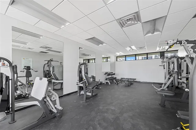 a view of a room with gym equipment