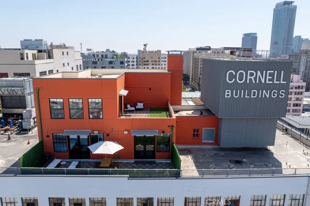 a view of a city with tall buildings