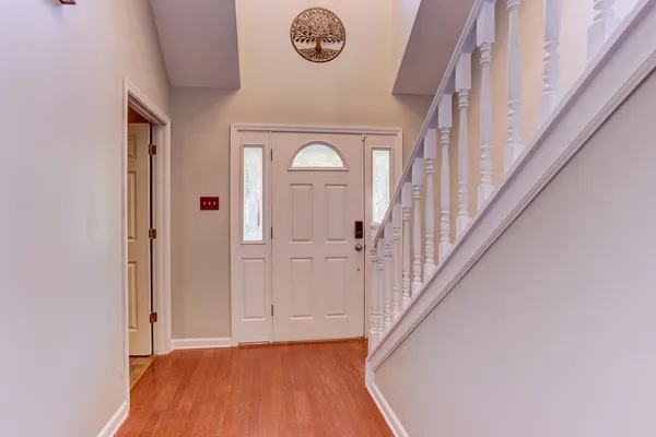 a view of a hallway with entryway