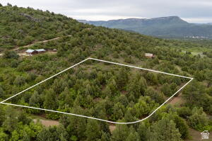 2657 East Oak Tree Drive, Unit 22 Springdale, UT 84767 - Photo 10 of 15 Aerial view of property's location featuring property boundaries highlighted and a heavily wooded area