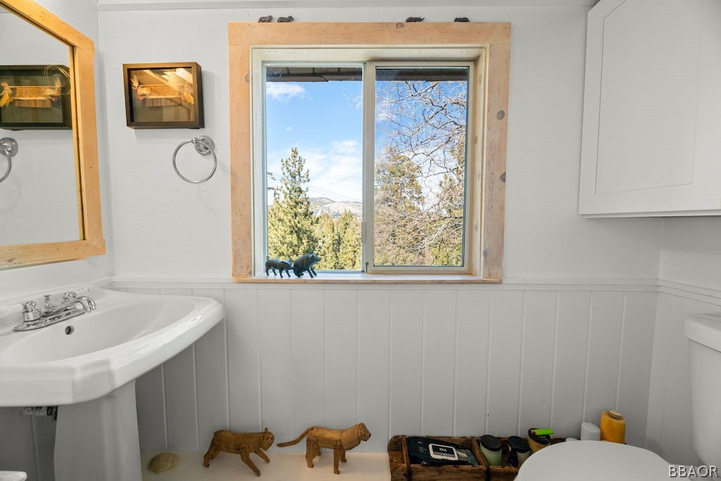 44408 Valley View Lane Sugarloaf, CA 92386 - Photo 20 of 31 a bathroom with a sink mirror and toilet