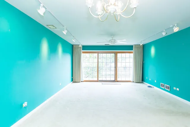a view of a livingroom with a chandelier