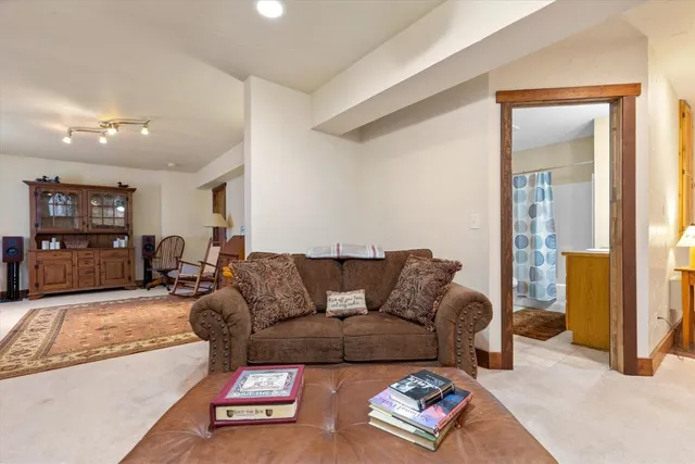 a living room with furniture and a couch