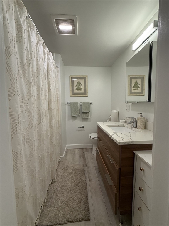229 Charles Street, Unit 1 Cambridge, MA 02141 - Photo 12 of 19 a bathroom with a sink a mirror and a shower