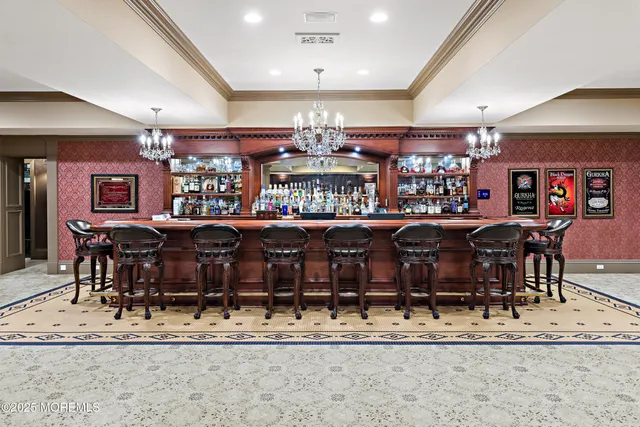 a large room with lots of wooden furniture