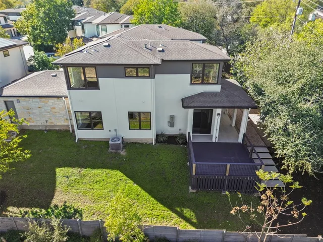 an aerial view of a house