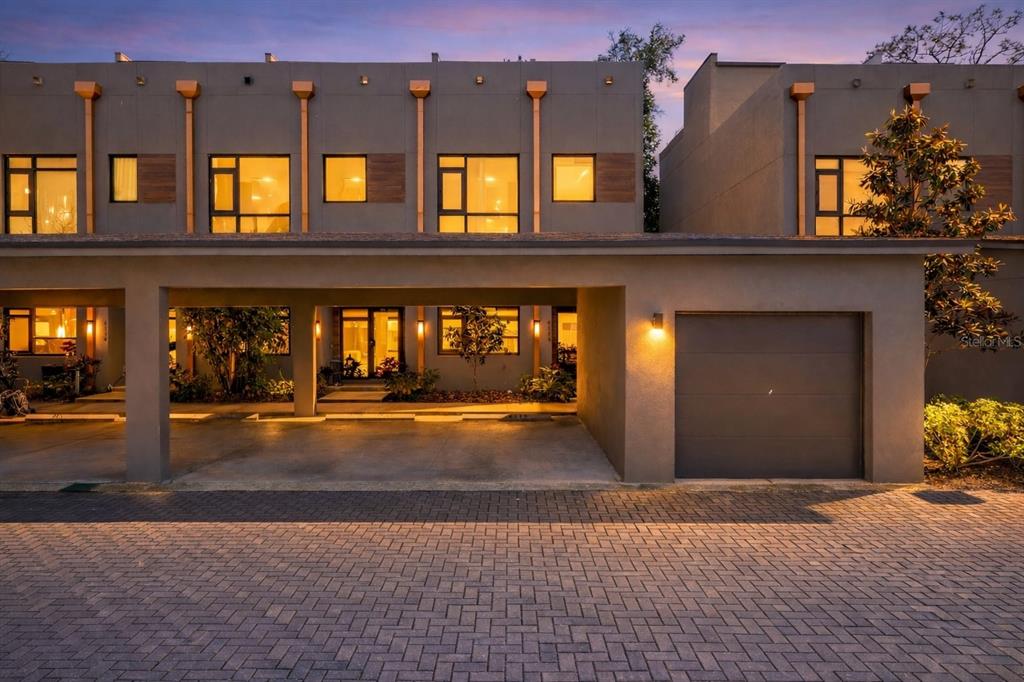 a view of a building with brick walls