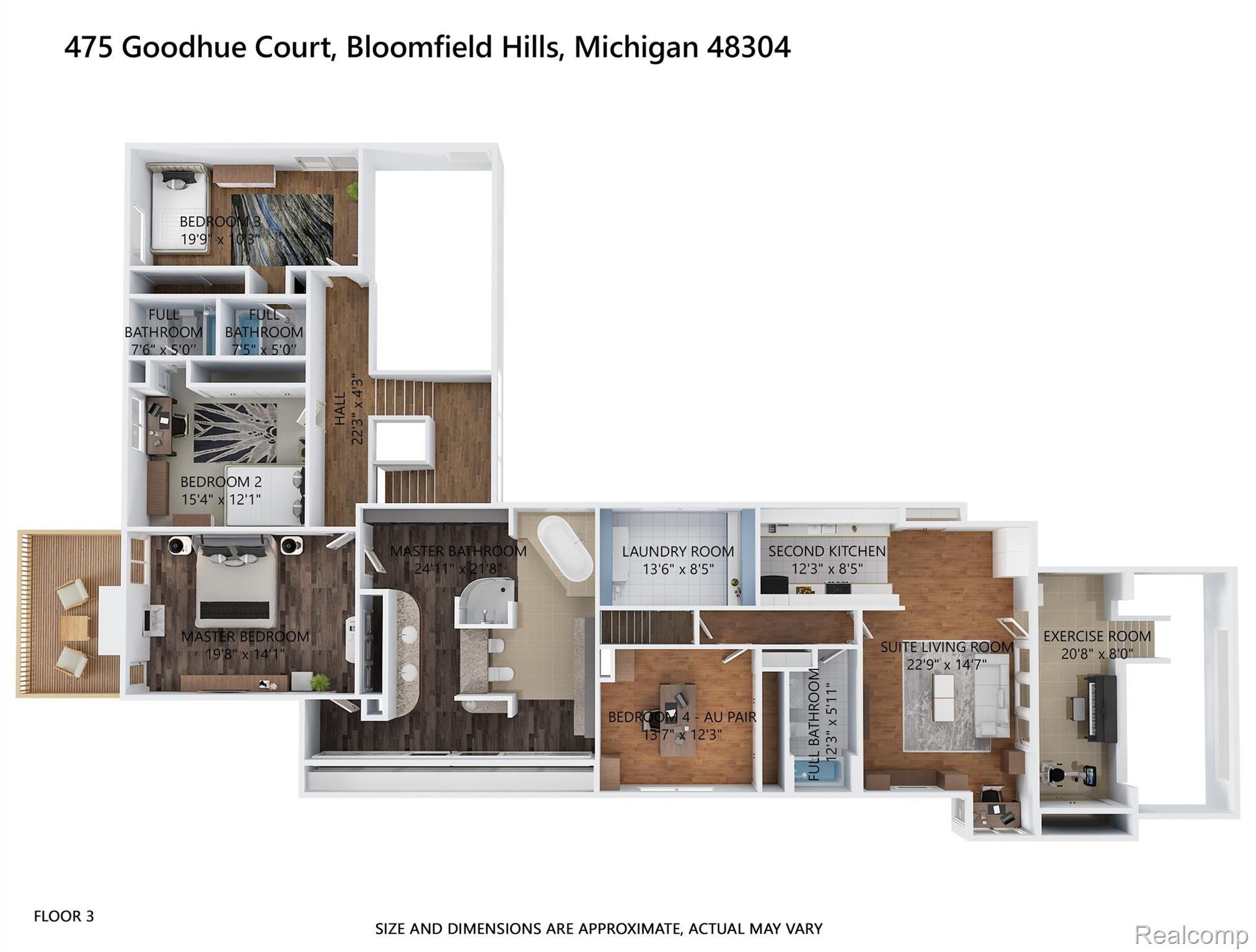 475 Goodhue Road Bloomfield Hills, MI 48304 - Photo 80 of 84 Welcome-To-475-Goodhue-Court-02c Upper Level Floorplan 3D.jpg
