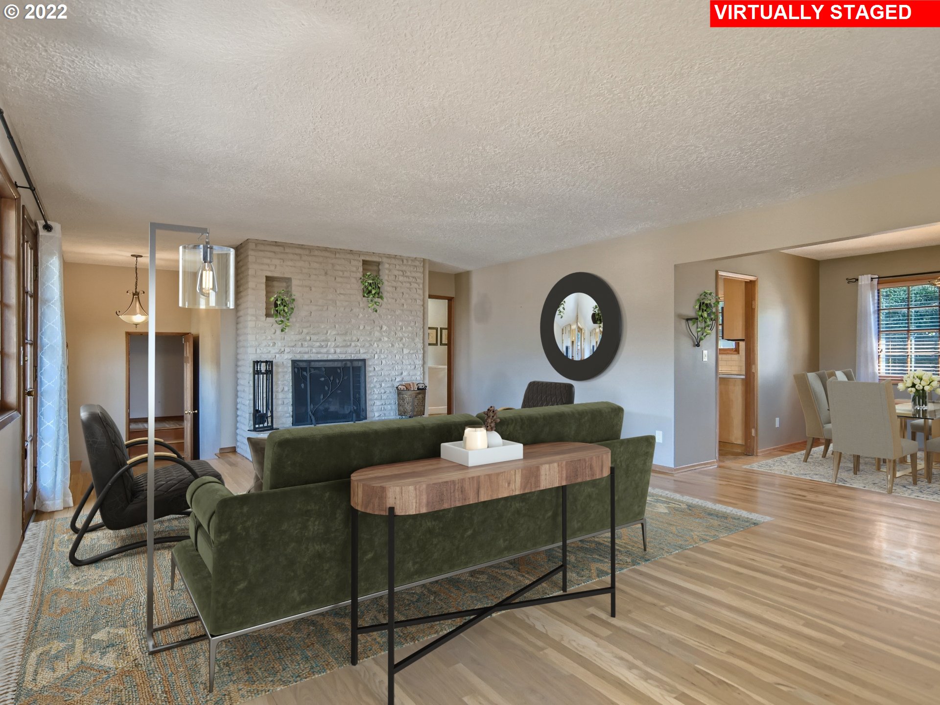 10920 Southeast Clay Street Portland, OR 97216 - Photo 7 of 30 a living room with furniture a fireplace and a table