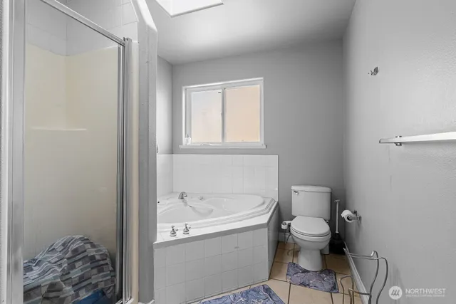 a bathroom with a toilet and a bathtub