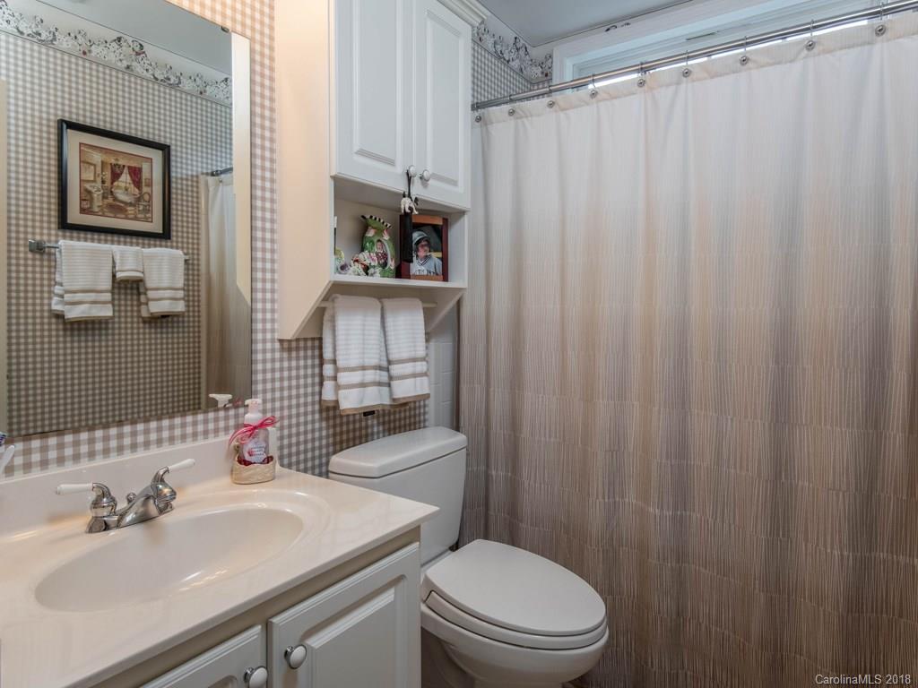 232 Stonehollow Road Fletcher, NC 28732 - Photo 22 of 35 a bathroom with a sink a toilet and shower curtain
