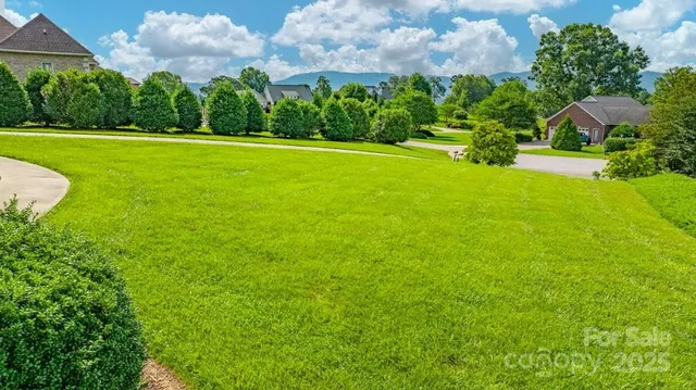 a view of a golf course with a garden