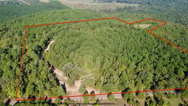 an aerial view of a house with a yard and a yard