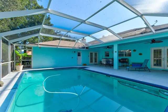 a view of a backyard with a small cabin