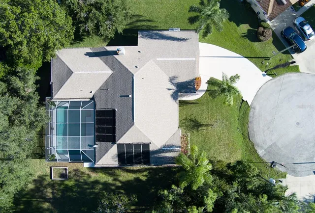 an aerial view of a house