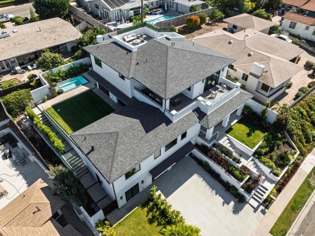 an aerial view of a house