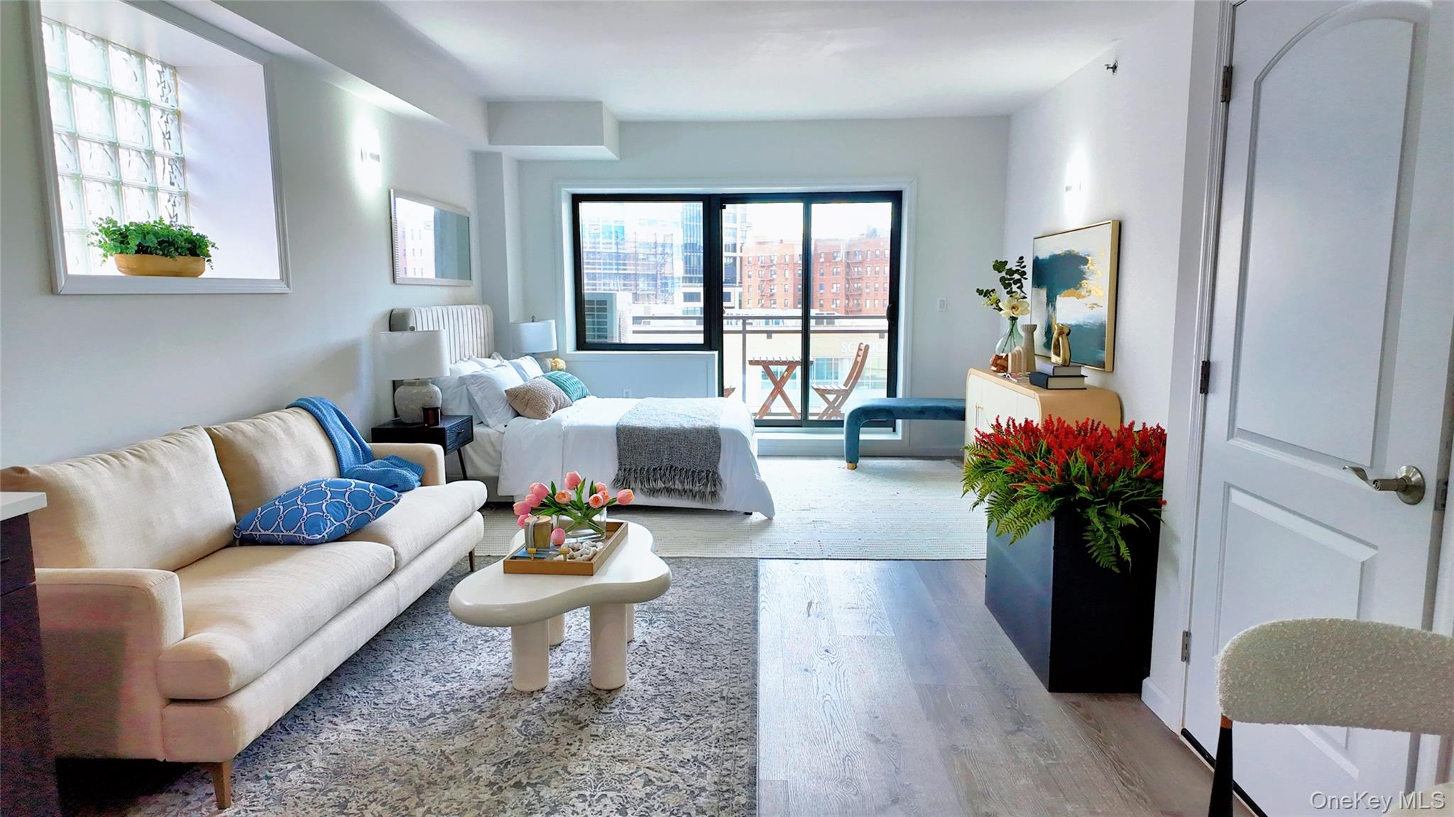 Living room featuring light wood-type flooring