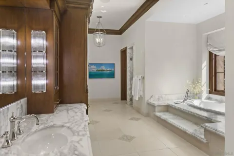 a bathroom with a tub