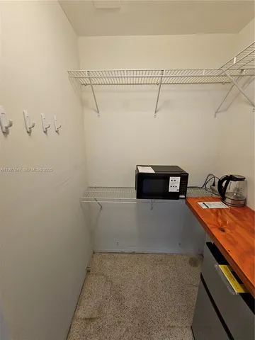 a view of a room with storage