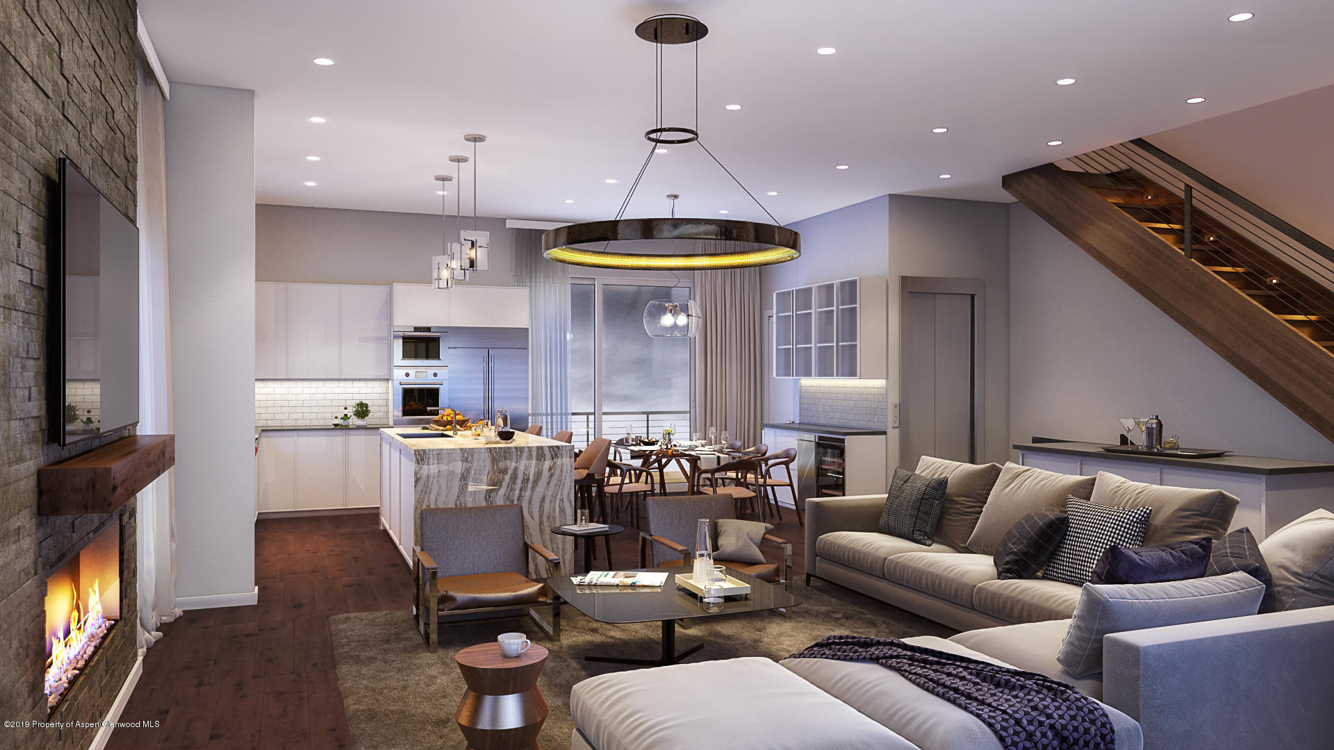 300 Overlook Ridge Basalt, CO 81621 - Photo 4 of 9 a living room with furniture a chandelier and a flat screen tv