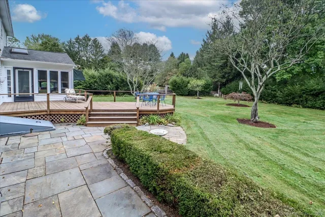 a view of a house with a backyard