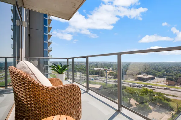 a balcony view with a couch