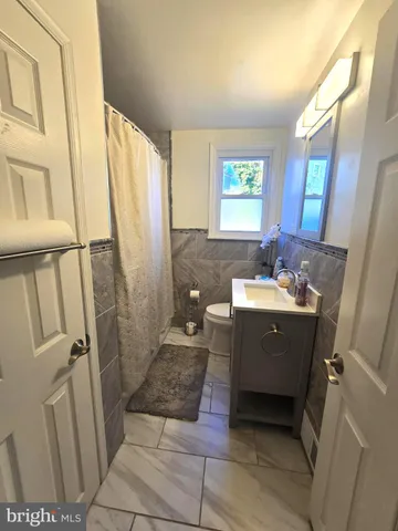 a bathroom with a sink a toilet a mirror and tub