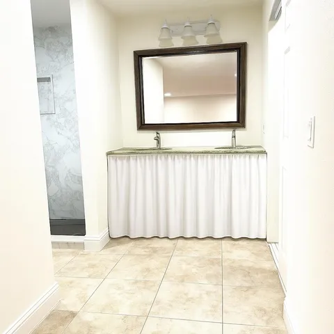 a view of a room with a window