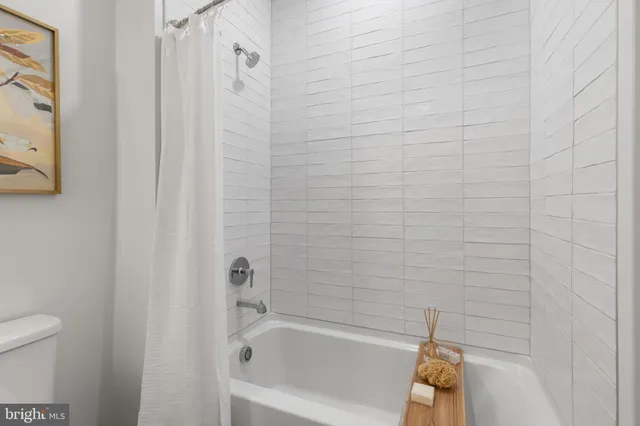 a bathroom with a bathtub