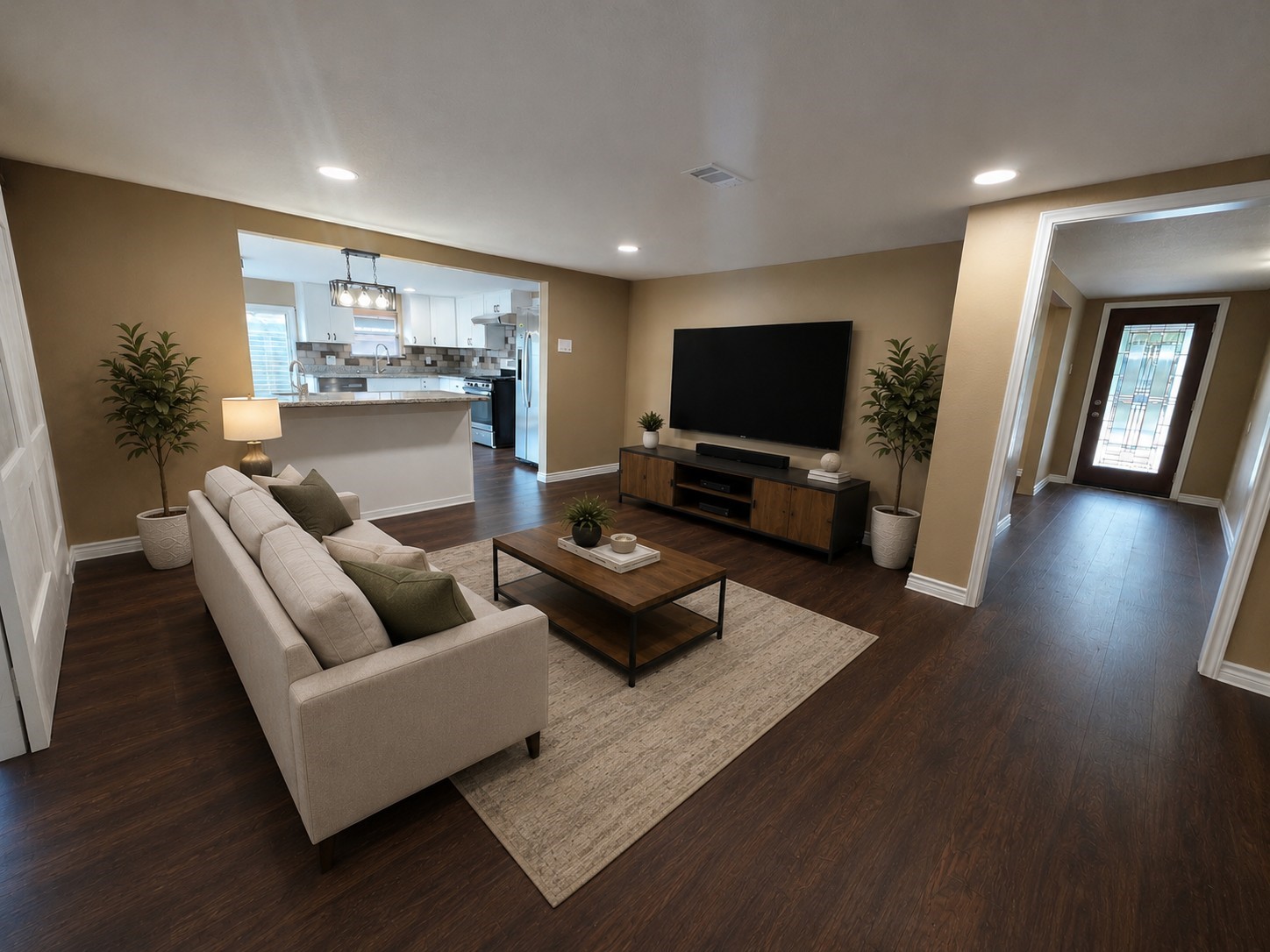4105 Rutland Street Houston, TX 77018 - Photo 2 of 34 Expansive living room, opens up to the kitchen- perfect for hosting. Virtually staged