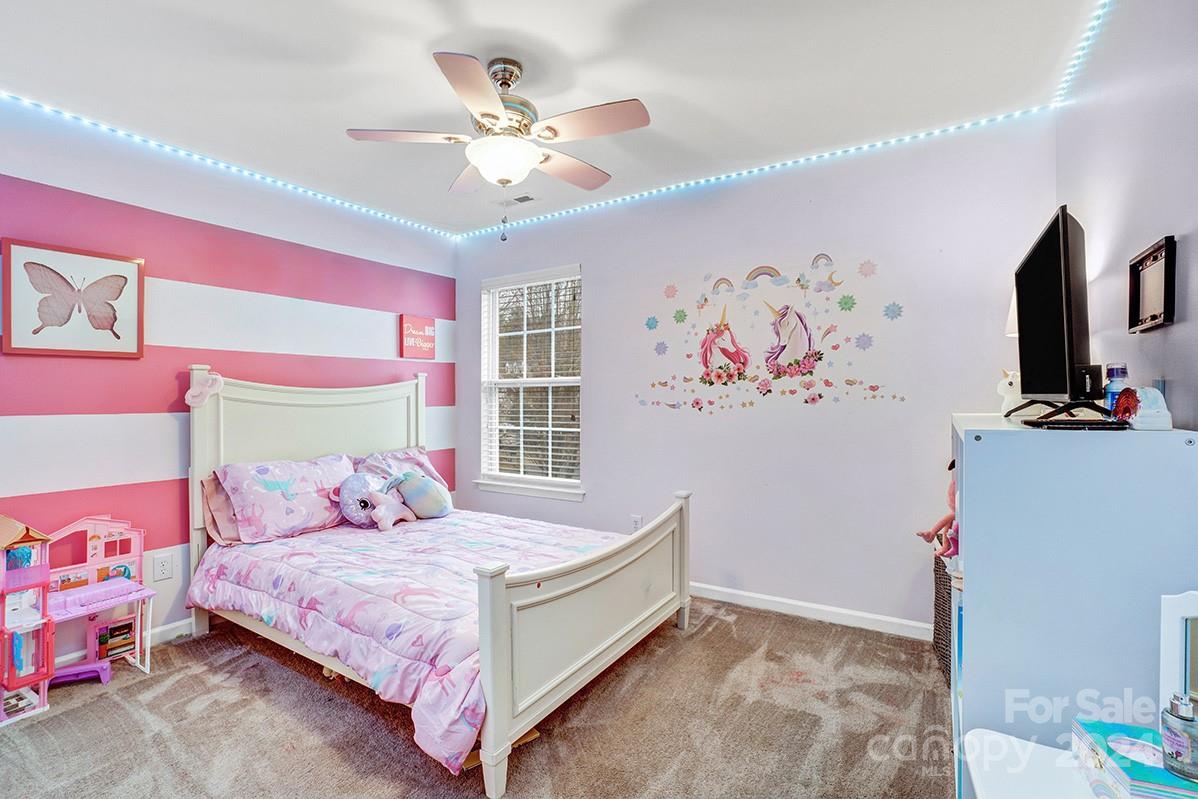 14432 Whistling Swan Road Charlotte, NC 28278 - Photo 18 of 28 a bedroom with a bed and a flat screen tv