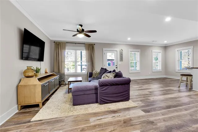a view of a patio with dining table and chairs