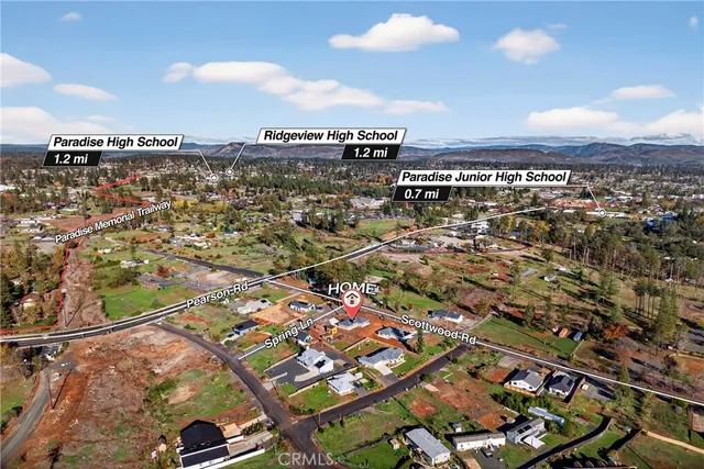 an aerial view of multiple house