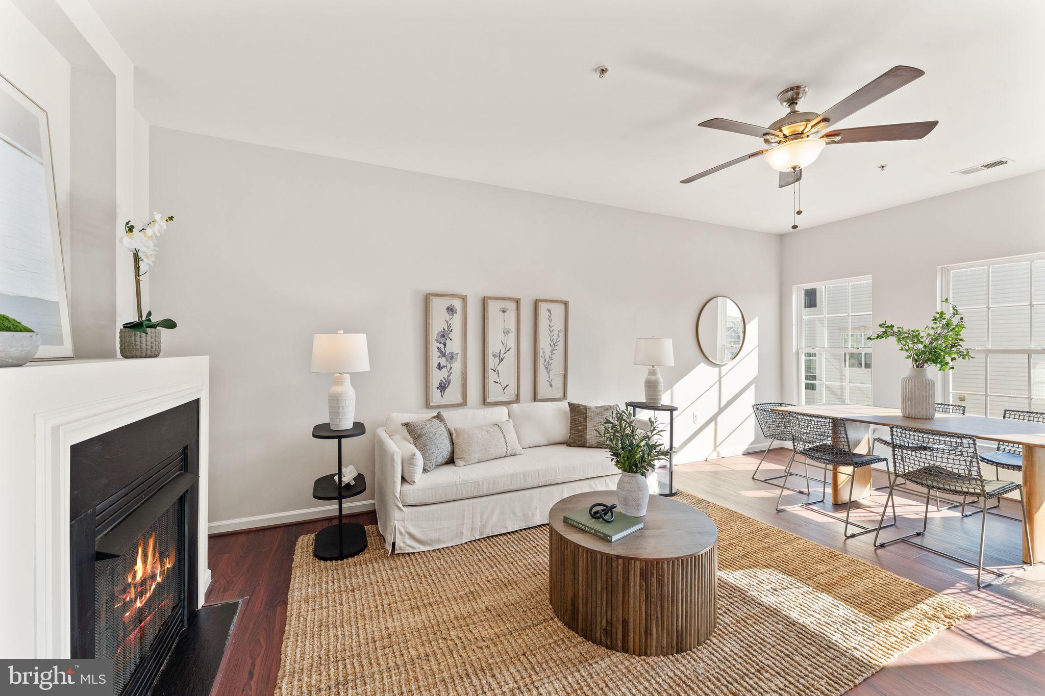 6072 Wicker Lane, Unit 160 Centreville, VA 20121 - Photo 16 of 58 a living room with couches a fireplace and a potted plant