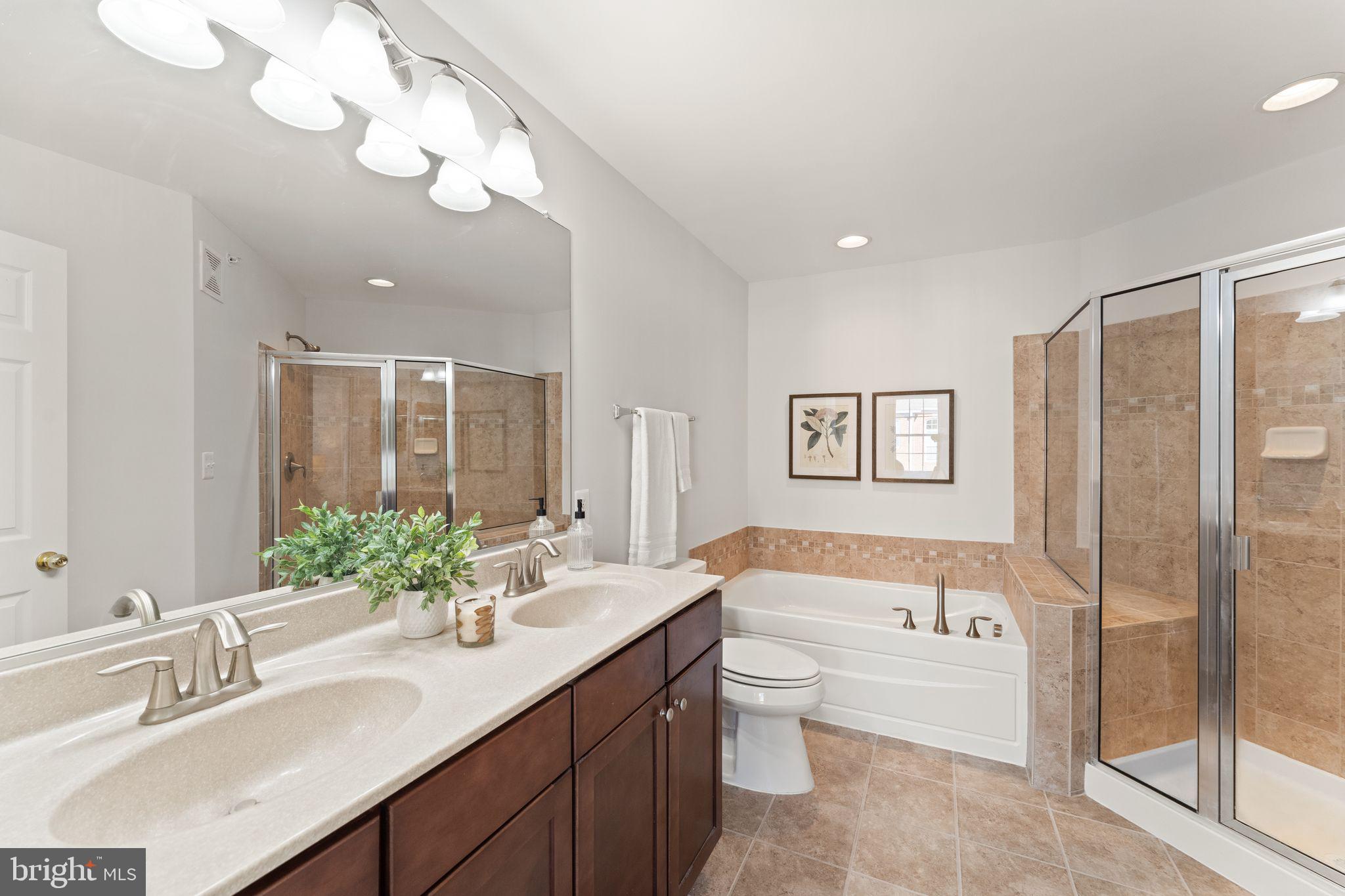 6072 Wicker Lane, Unit 160 Centreville, VA 20121 - Photo 36 of 58 a bathroom with a bathtub a sink and a large mirror