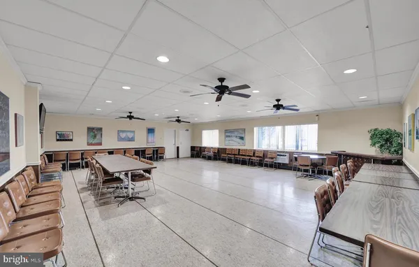 an outdoor space with furniture