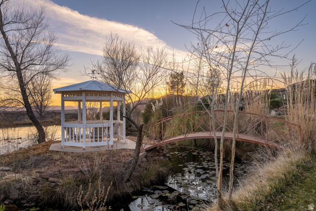 779 South Silver Road Leeds, UT 84746 - Photo 58 of 80 Yard at dusk with a gazebo and a water view