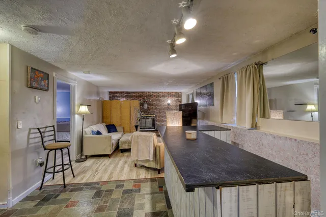 a view of wooden deck with a trees