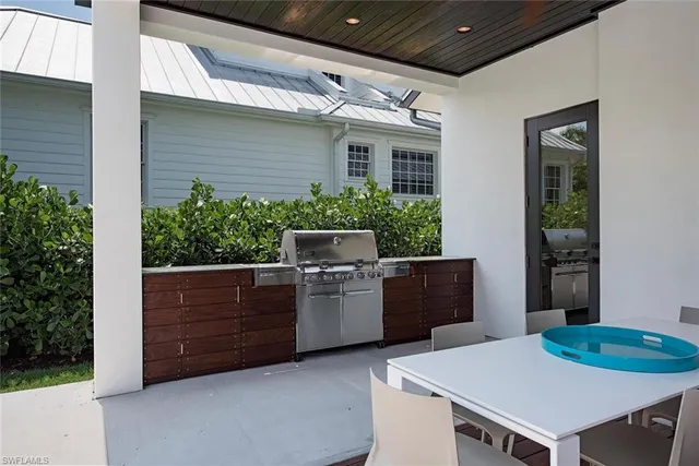 a dinning table and chairs in the patio
