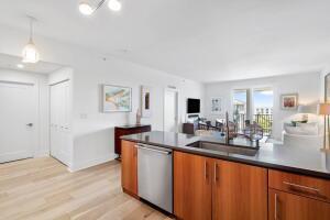 250 Northeast 3rd Avenue, Unit 1510 Delray Beach, FL 33444 - Photo 42 of 50 a kitchen with granite countertop a sink and cabinets