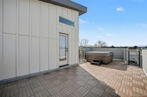 a view of a terrace with chairs