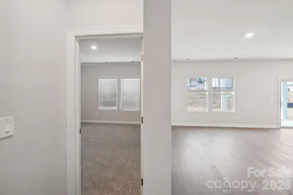 a view of a room with racks on the wall