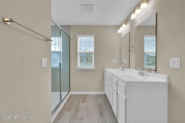 a bathroom with a bathtub