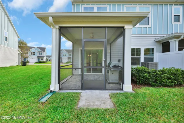 a view of a porch with a yard