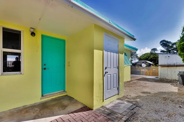 a street view with a fence